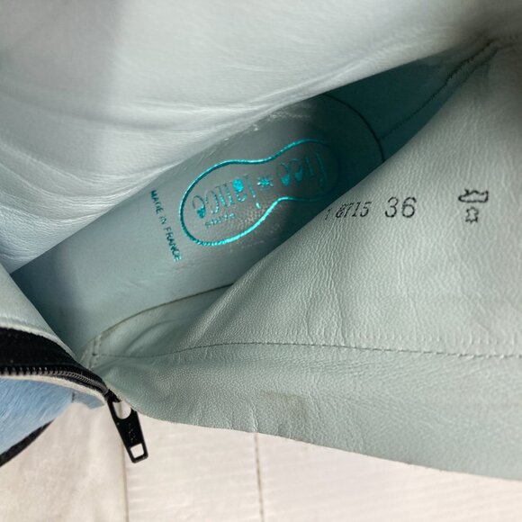 Vtg 1990s FREE LANCE FRANCE square toe blue spotted pony hair womens shoes sz 36 - Picture 7 of 7